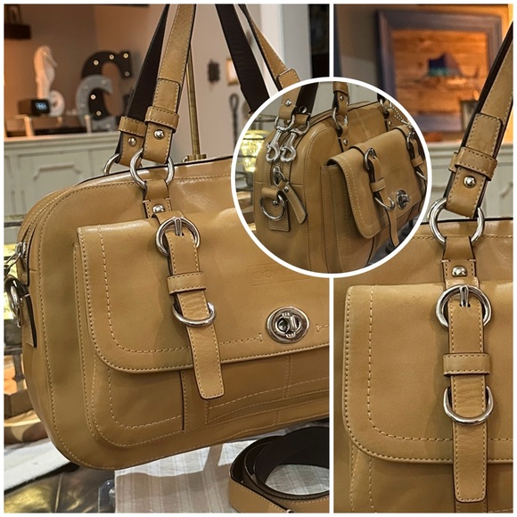 COACH Chelsea Turnlock Satchel w/Removable Shoulder Strap in Tan, COA Included! - Picture 3 of 16